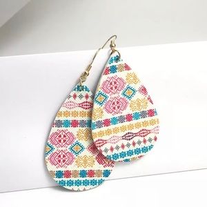 Multicolored Genuine Leather Earringd